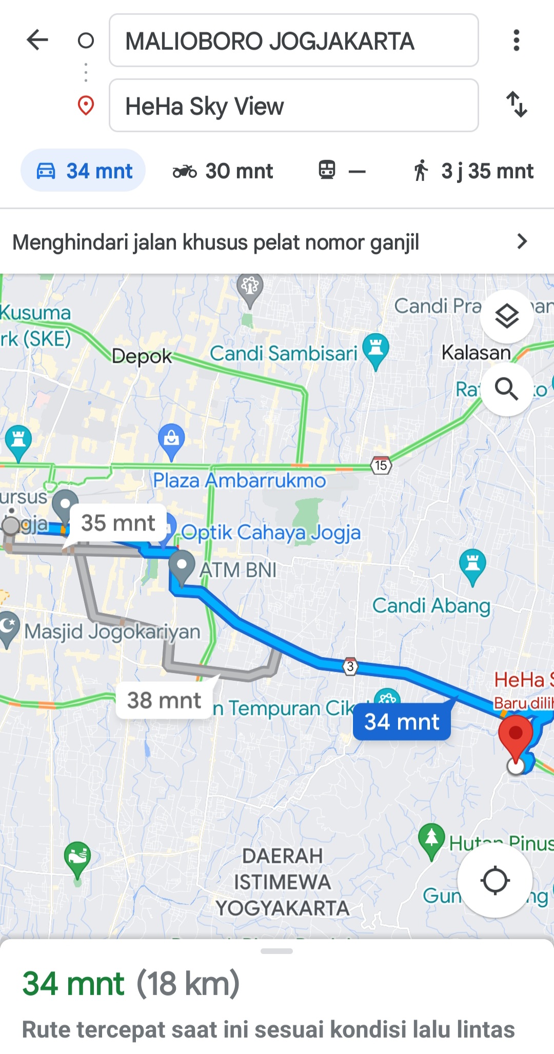 Rute dari malioboro ke heha sky view